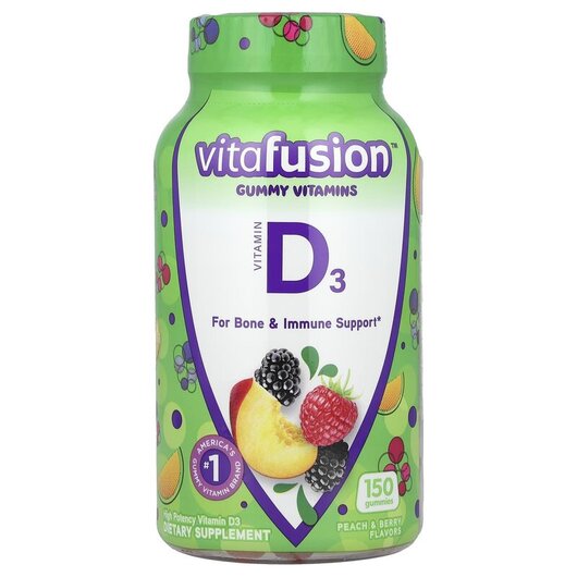 Основное фото товара Vitamin D3 Natural Peach & Berry Flavors 50 mcg, Витамин D3, 
