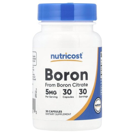 Основное фото товара Nutricost, Бор, Boron 5 mg, 30 капсул