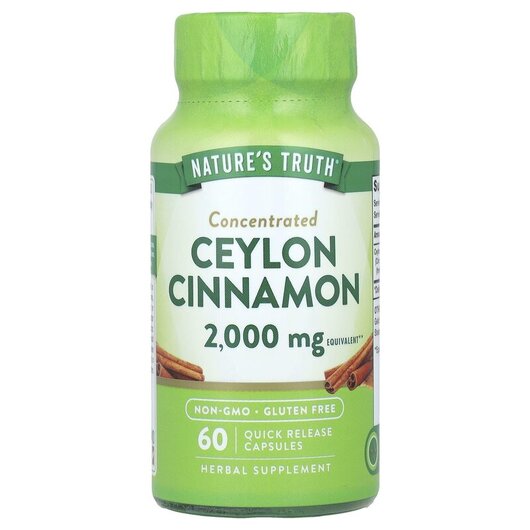 Основне фото товару Nature's Truth, Ceylon Cinnamon, Екстракт кориці, 60 капсул