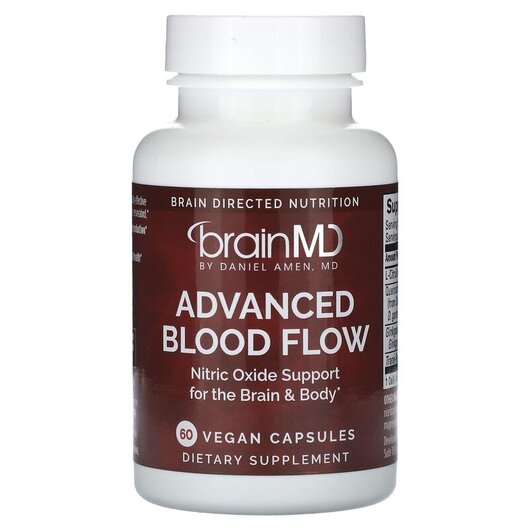 Основне фото товару Advanced Blood Flow Основне фото товару BrainMD, Advanced Blood Flow, Кардіо комплекс, 60 капсул