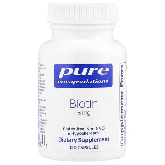 Основне фото товару Pure Encapsulations, Biotin 8 mg, Вітамін B7 Біотин, 120 капсул
