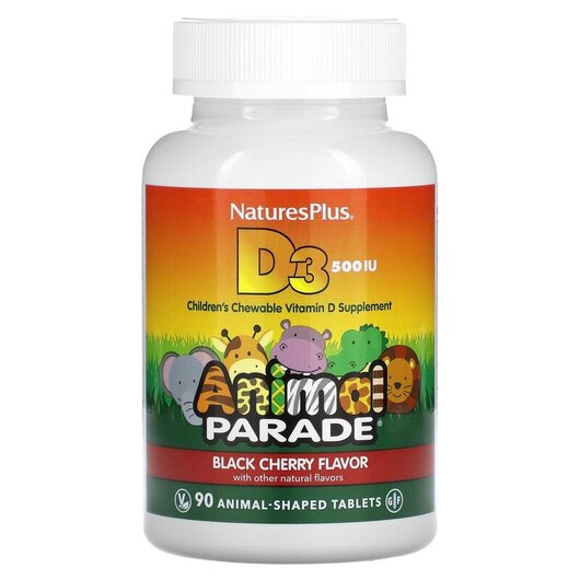 Основное фото товара Animal Parade Vitamin D3 Black Cherry Основное фото товара Natures Plus, Витамин D3, Vitamin D3, 90 таблеток