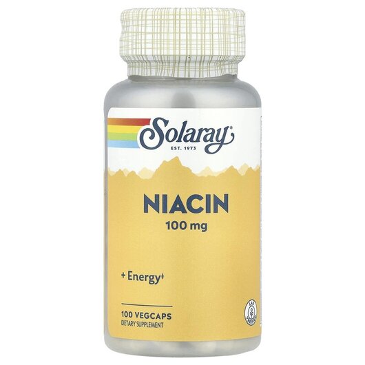 Основное фото товара Solaray, Ниацин 100 мг, Niacin 100 mg, 100 капсул