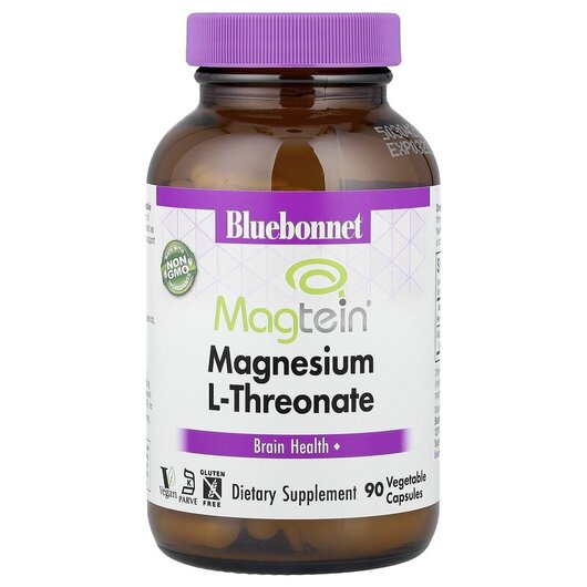 Основне фото товару Bluebonnet Nutrition, Magtein Magnesium L-Threonate, Магній, 90 к