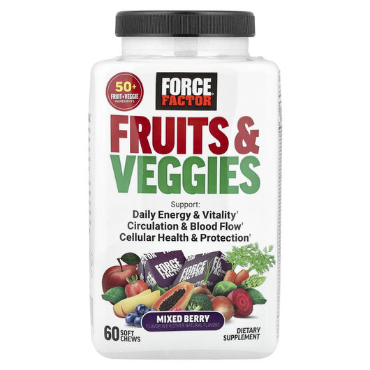 Основне фото товару Fruits & Veggies Mixed Berry Основне фото товару Force Factor, Fruits & Veggies Mixed Berry, Суперфуд, 60 табл