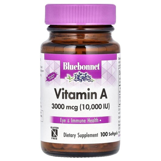 Основное фото товара Vitamin A 10000 IU Основное фото товара Bluebonnet Nutrition, Витамин А, Vitamin A 10000 IU, 100 капсул