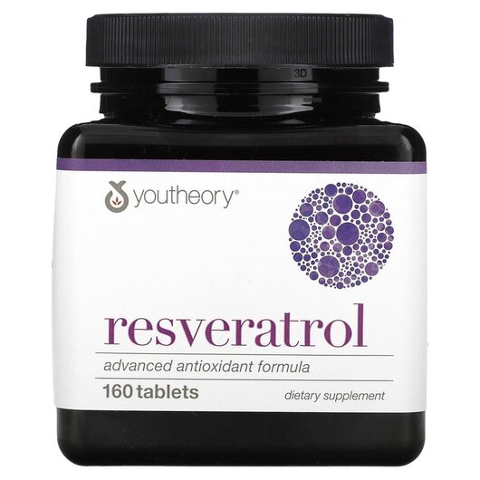 Основне фото товару Resveratrol Основне фото товару Youtheory, Resveratrol, Ресвератрол, 160 таблеток