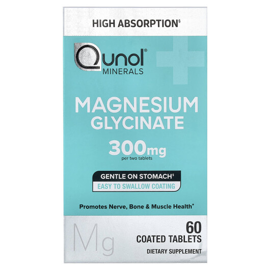 Основне фото товару Qunol, Magnesium Glycinate, Гліцинат магнію, 60 таблеток