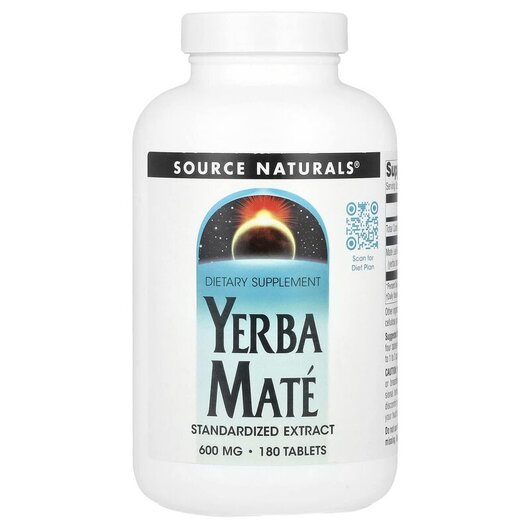 Основное фото товара Yerba Mate 600 mg Основное фото товара Source Naturals, Йерба мате, Yerba Mate 600 mg, 180 таблеток