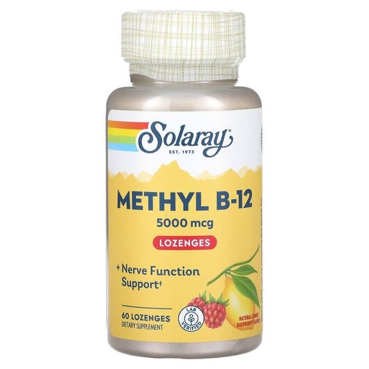 Основне фото товару Methyl B-12 5000 mcg Lemon Raspberry, Метилкобаламін B12, 60 табл