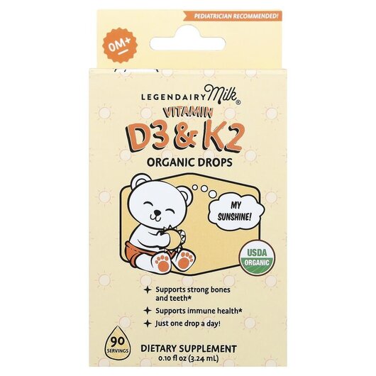 Основное фото товара Vitamin D3 & K2 Organic Drops 0 + Months Основное фото товара Витамины D3 + K2, Vitamin D3 & K2 Organic Drops 0 + Months, 3
