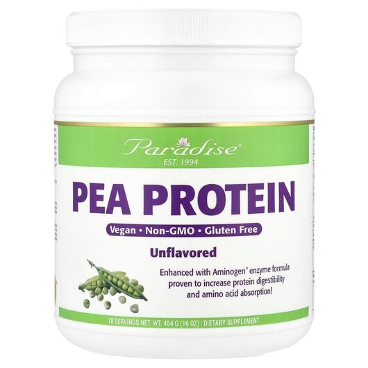 Основное фото товара Pea Protein Unflavored Основное фото товара Paradise Herbs, Гороховый Протеин, Pea Protein Unflavored, 454 г