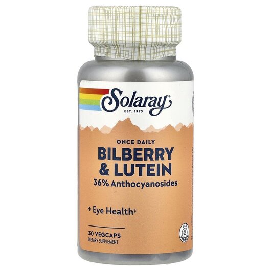 Основное фото товара Solaray, Черника, Once Daily Bilberry & Lutein, 30 капсул