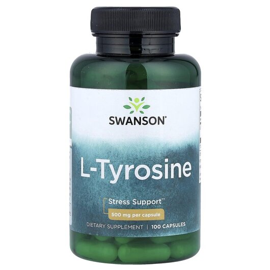 Основне фото товару L-Tyrosine 500 mg Основне фото товару Swanson, L-Tyrosine 500 mg, L-Тирозин, 100 капсул