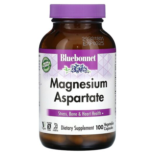 Основне фото товару Bluebonnet Nutrition, Magnesium Aspartate, Магній Аспартат, 100 к