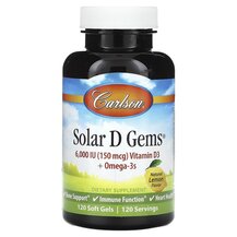 Solar D Gems 6000 IU 150 mcg Vitamin D3 + Omega-3s Natural