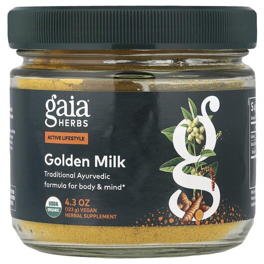Основное фото товара Gaia Herbs, Куркума ашваганда и финики, Golden Milk, 123 г