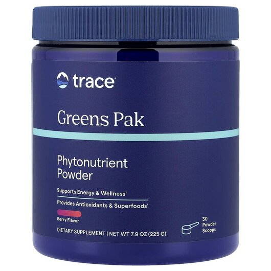 Основное фото товара Trace, Суперфуд, Greens Pak Phytonutrient Powder Berry, 225 г