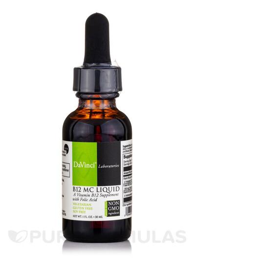 Основне фото товару DaVinci Laboratories, B-12 MC Liquid, Вітамін B12 Кобаламін, 30 м