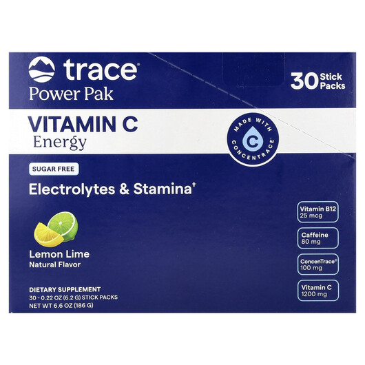 Основное фото товара Trace, Витамин C, Power Pak Vitamin C Energy Lemon Lime, 30 шт