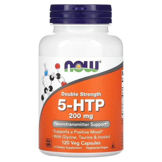 Основне фото товару NOW Foods, 5-HTP 200 mg Double, 5-HTP 200 мг Подвійна сила, 120 к