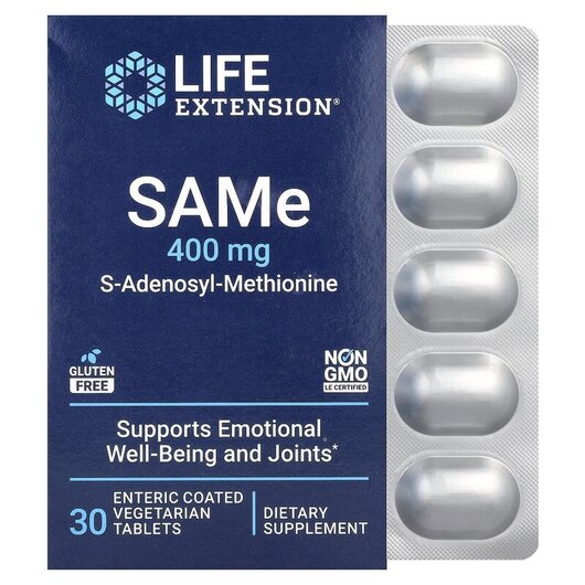 Основное фото товара Life Extension, САМє S-Аденозил-L-метионин, SAMe 400 mg, 30 табле
