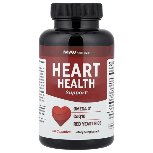 Основне фото товару MAV Nutrition, Heart Health Support, Полегшення Печії, 90 капсул