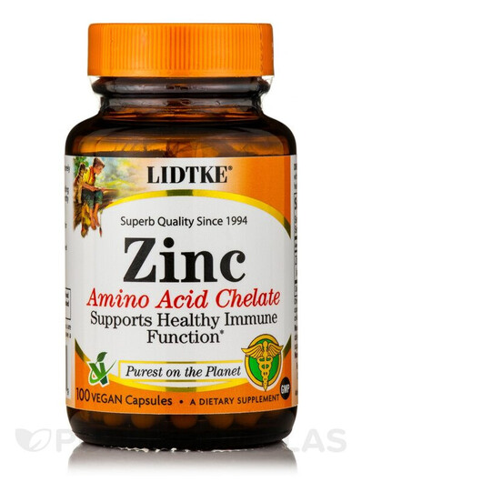 Основне фото товару Lidtke, Zinc 50 mg, Цинк, 100 капсул