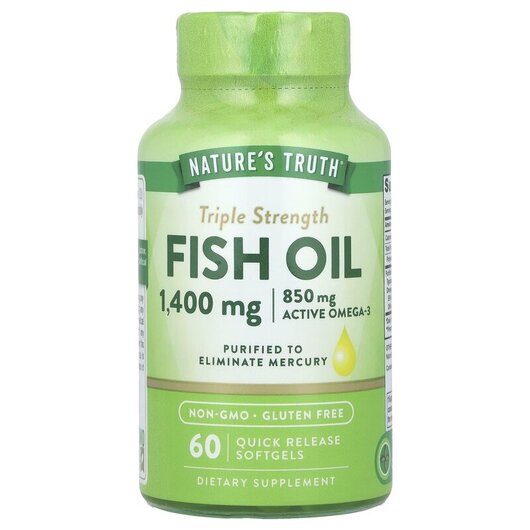 Основное фото товара Nature's Truth, Омега 3, Triple Strength Fish Oil, 60 капсул