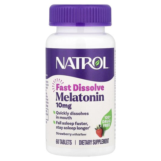Основне фото товару Melatonin Fast Dissolve Maximum Strength Strawberry, Мелатонін, 6