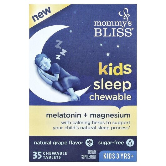 Основное фото товара Мелатонин, Kids Sleep Chewable Melatonin + Magnesium, 35 таблеток