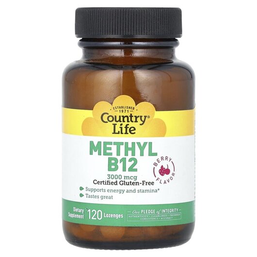 Основне фото товару Methyl B12 Berry Flavor 3000 mcg, Вітамін B12 Кобаламін, 120 табл