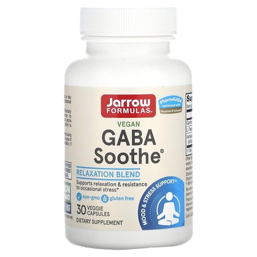 Основне фото товару GABA 100 mg Soothe Основне фото товару Jarrow Formulas, GABA 100 mg, ГАМК 100 мг, 30 капсул