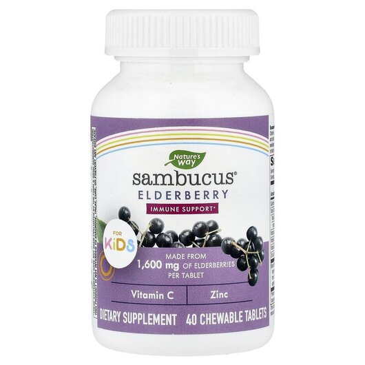 Основне фото товару Sambucus for Kids Standardized Elderberry, Чорна Бузина, 40 цукер