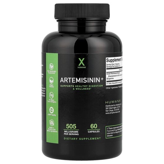 Основне фото товару Artemisinin 500 mg Основне фото товару HumanX, Artemisinin 500 mg, Артемізинін, 60 капсул