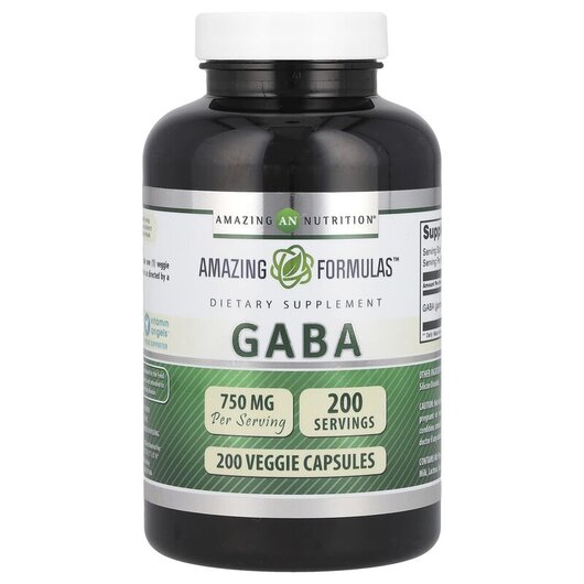 Основне фото товару Amazing Nutrition, GABA 750 mg, ГАМК, 200 капсул