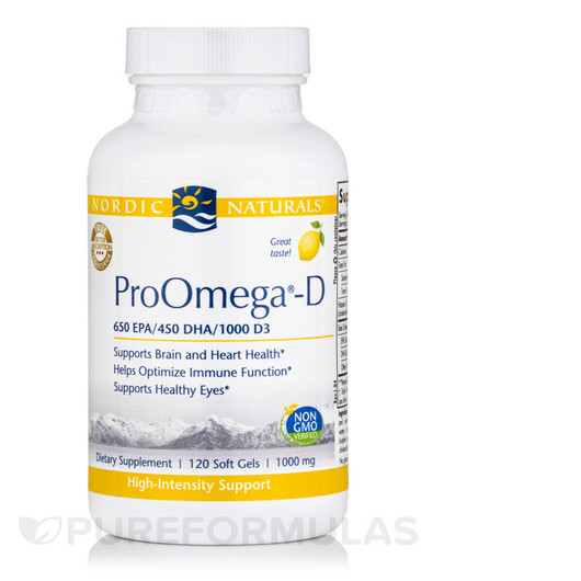 Основне фото товару Nordic Naturals, ProOmega-D 1000 mg Lemon, Омега 3, 120 капсул