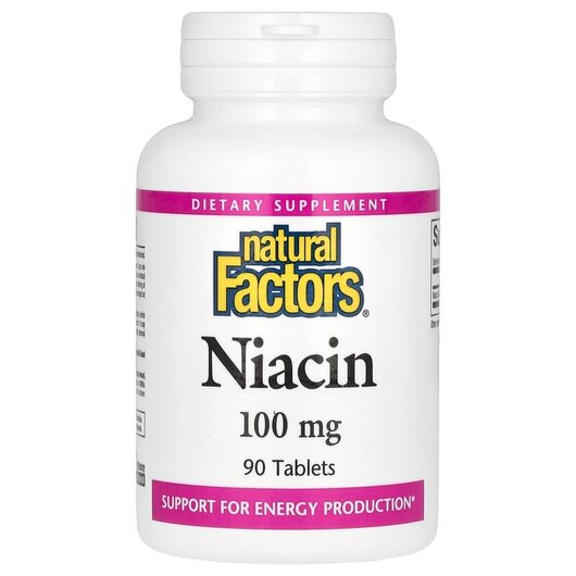 Основное фото товара Niacin 100 mg Основное фото товара Natural Factors, Витамин B3 Ніацин, Niacin 100 mg, 90 таблеток