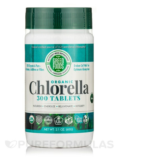 Основное фото товара Green Foods, Хлорелла, Organic Chlorella 200 mg, 60 г