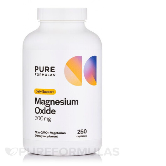 Основне фото товару PureFormulas, Magnesium Oxide 500 mg, Магній, 250 капсул