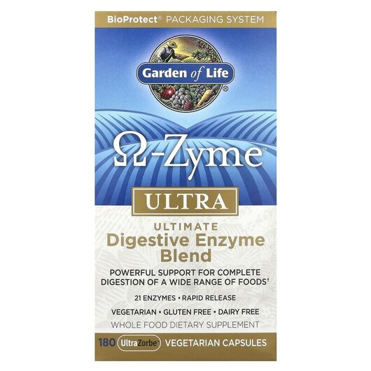 Основное фото товара O-Zyme Ultra Ultimate Digestive Enzyme Blend Основное фото товара Garden of Life, Ферменты, O-Zyme Ultra, 180 капсул