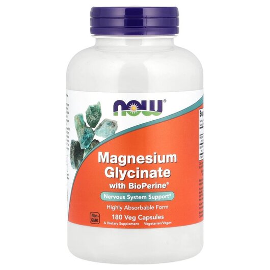 Основне фото товару Magnesium Glycinate with BioPerine Основне фото товару NOW Foods, Magnesium Glycinate with BioPerine, Магній, 180 капсул
