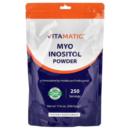 Основне фото товару Myo Inositol Powder Основне фото товару Vitamatic, Myo Inositol Powder, Міо-інозитол, 500 г
