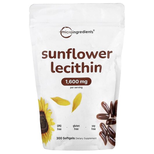 Основне фото товару Sunflower Lecithin Основне фото товару Micro Ingredients, Sunflower Lecithin, Лецитин, 300 капсул