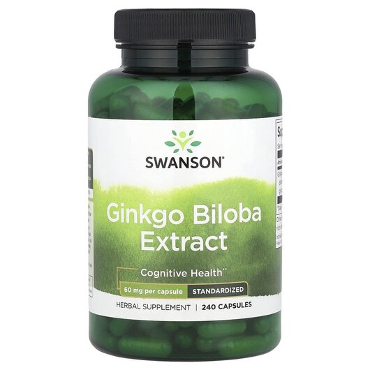 Основное фото товара Swanson, Гинкго Билоба, Ginkgo Biloba Extract 60 mg, 240 капсул
