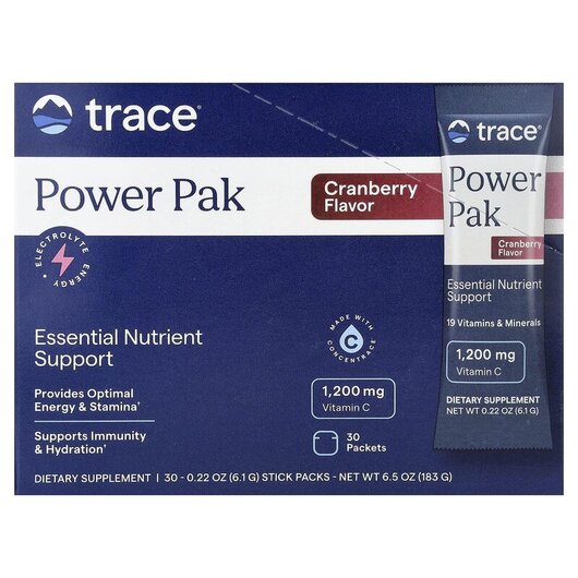 Основное фото товара Trace, Электролиты, Electrolyte Stamina PowerPak Cranberry, 5.3 г