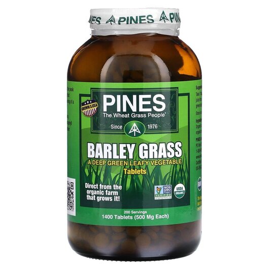 Основне фото товару Pines International, Barley Grass, Ячмінь, 1400 таблеток