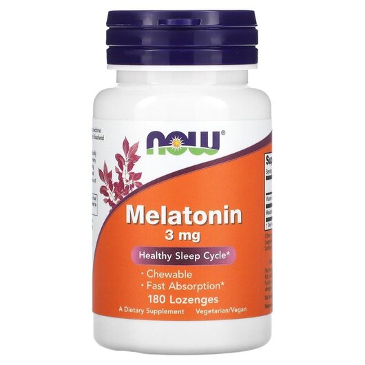 Основное фото товара Melatonin 3 mg Основное фото товара NOW Foods, Мелатонин 3 мг, Melatonin Lozenges, 180 леденцов