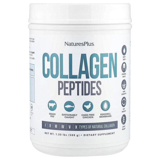 Основне фото товару Collagen Peptides Основне фото товару Natures Plus, Collagen Peptides, Колагенові пептиди, 588 г