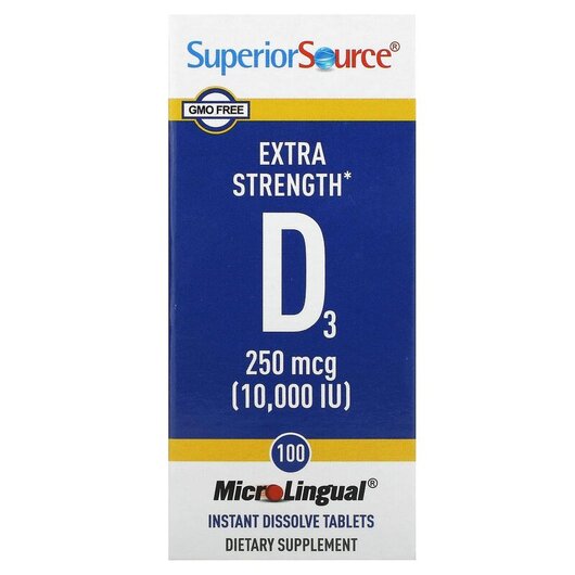 Основне фото товару Extra Strength D3 250 mcg 10000 IU, Вітамін D3, 100 таблеток